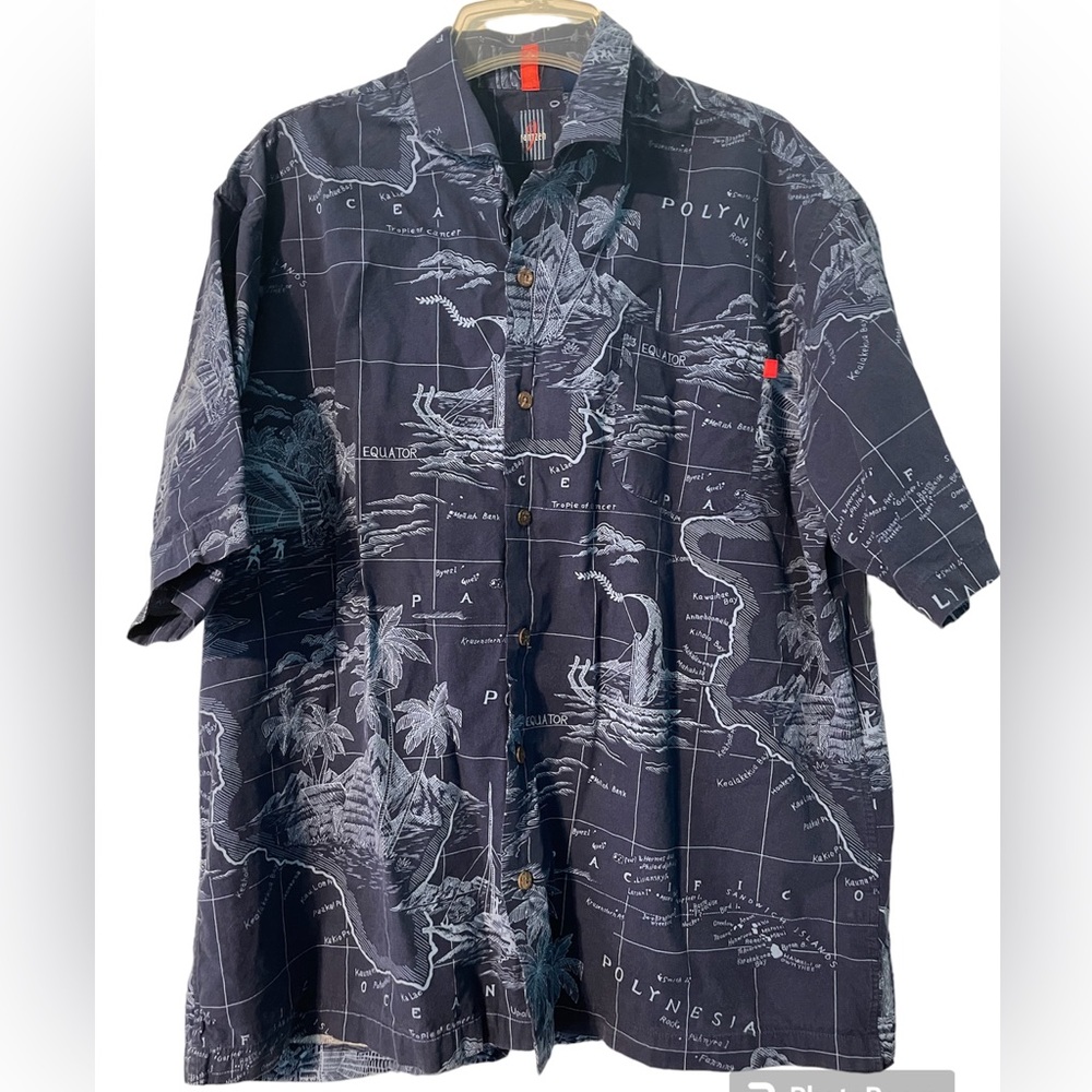 Jantzen Men's Ocean Map Short Sleeve Button Down